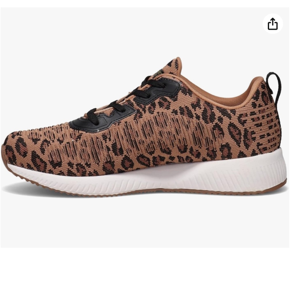 Final Price Skechers Women Bob's Sport Squad Leopard Sneakers in Brown & Black 6 - Picture 5 of 12